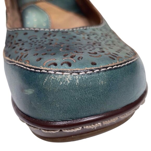 L'ARTISTE BY SPRING STEP Mamata Mary Jane Wedge Shoes EU Size 38 US 7.5 8 Green - Picture 10 of 16